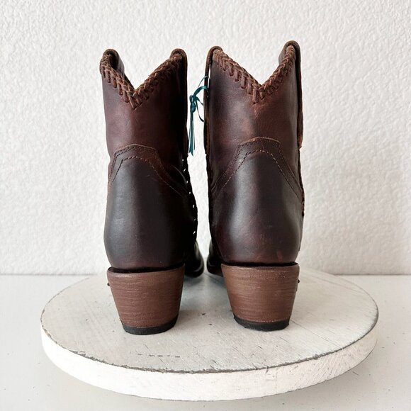Lane PLAIN JANE PJ Brown Cowboy Boots Womens 7.5 Leather Cowgirl Western Short - Picture 3 of 12